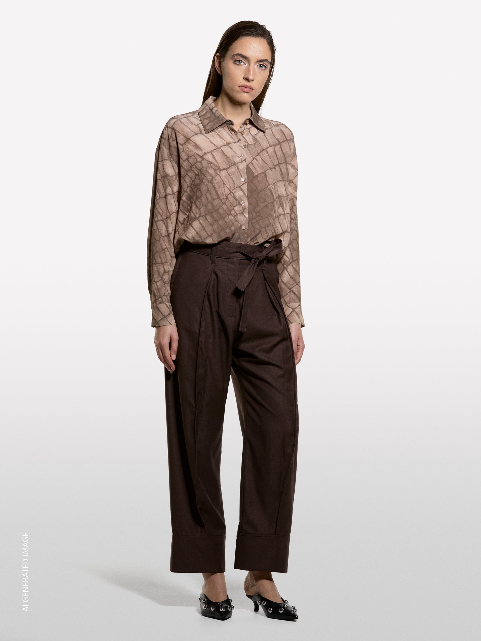 Camisa padrão estampada bege - ucb_image_F