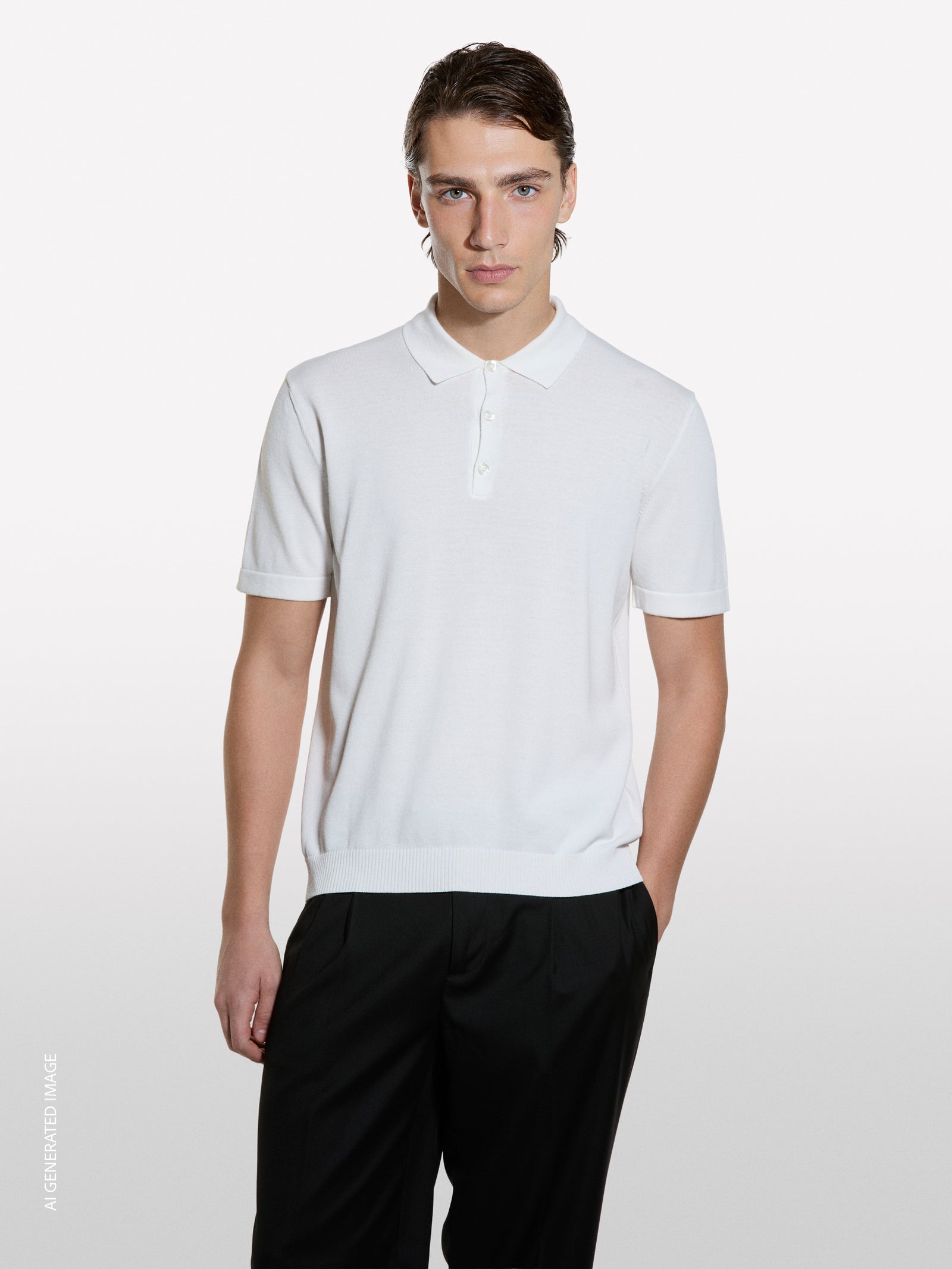 Cream white knit polo