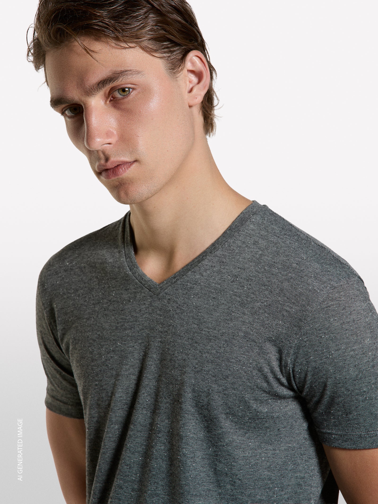 Dark gray yarn dyed t-shirt