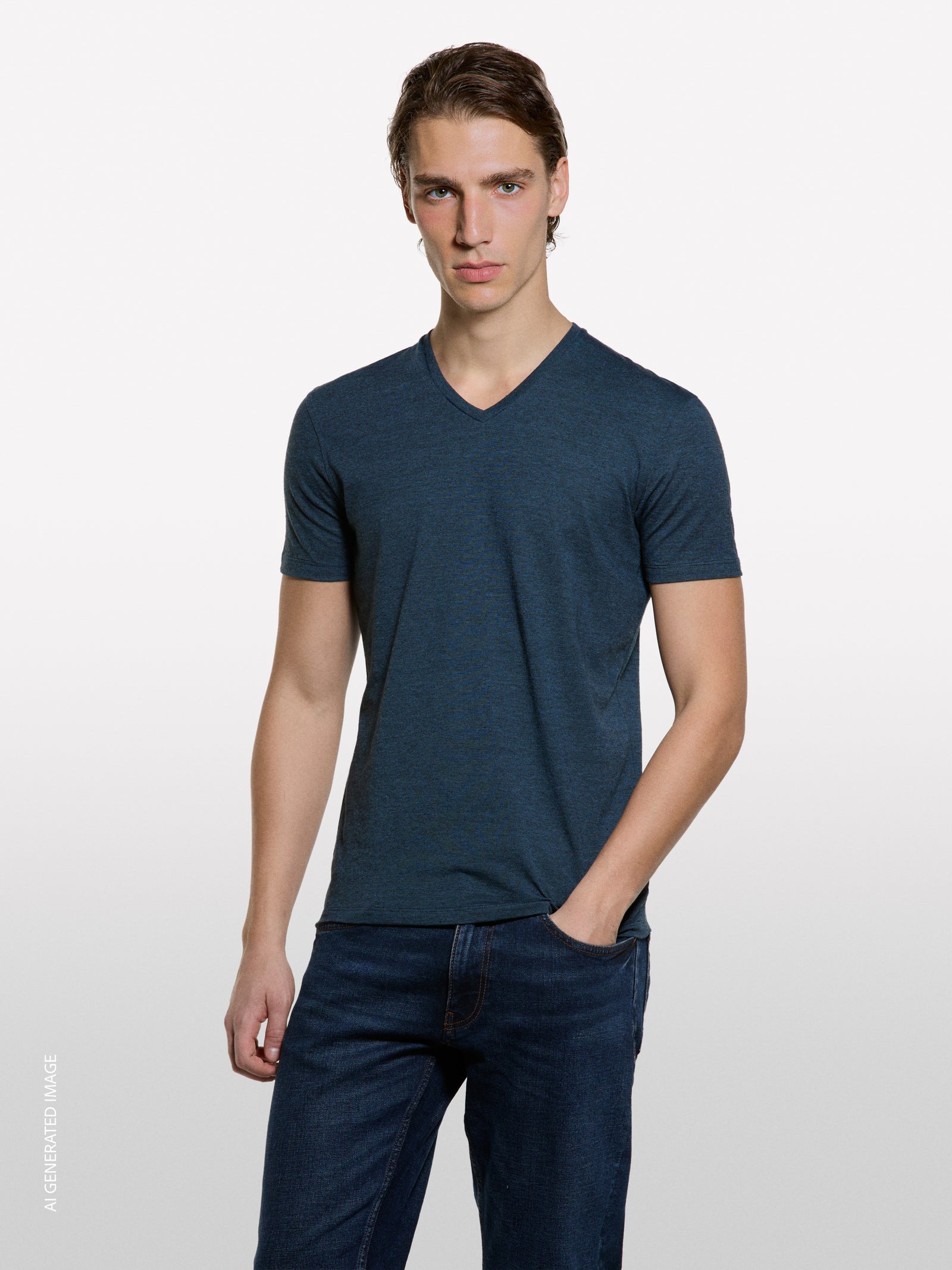 Dark blue yarn dyed t-shirt