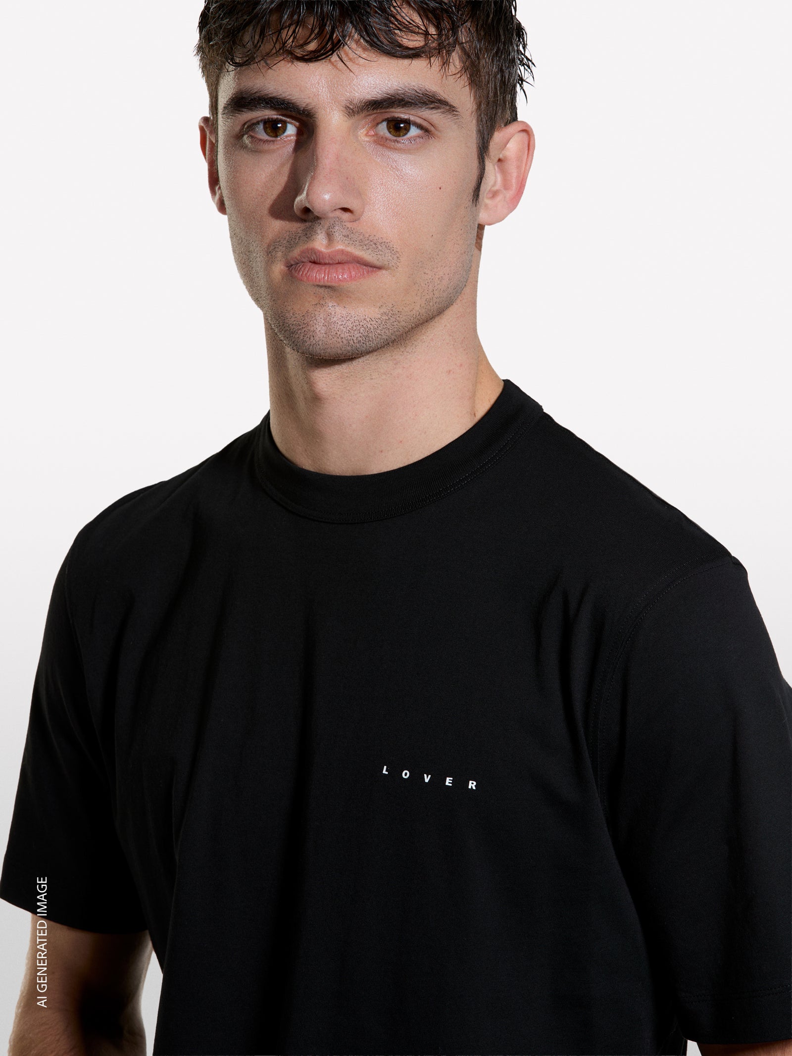 Black t-shirt with text print in 100% organic cotton