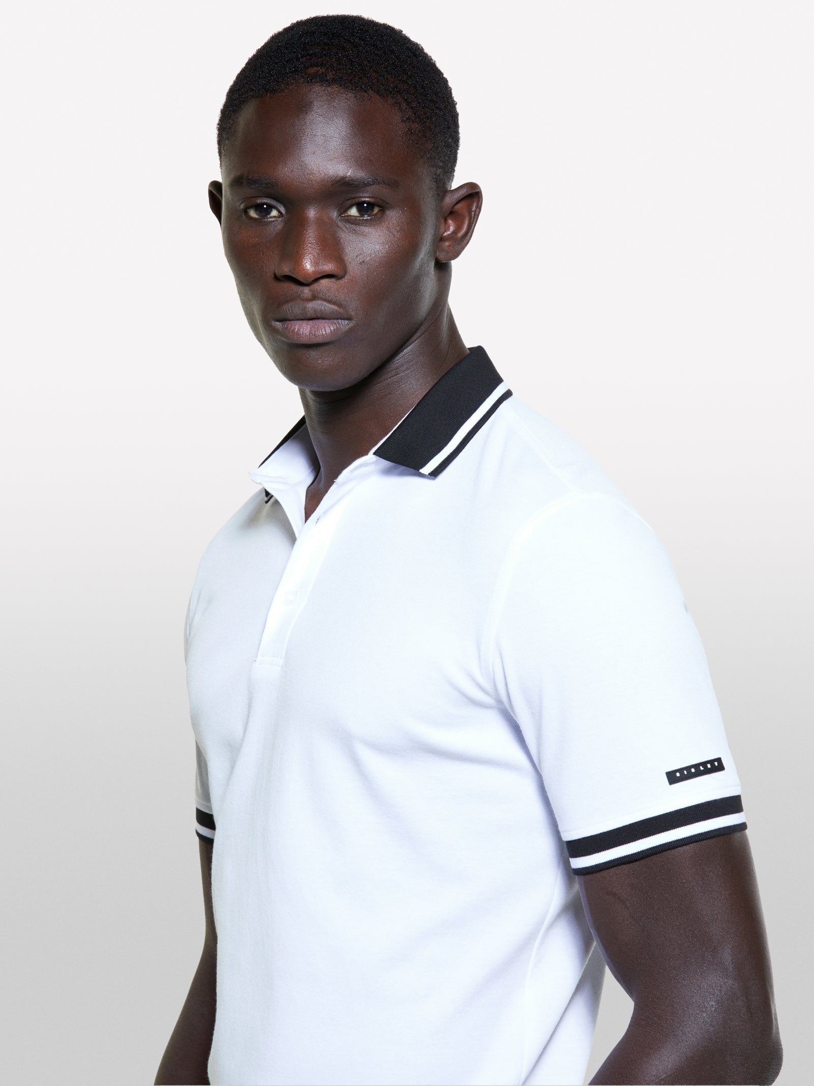 White slim fit polo with contrast