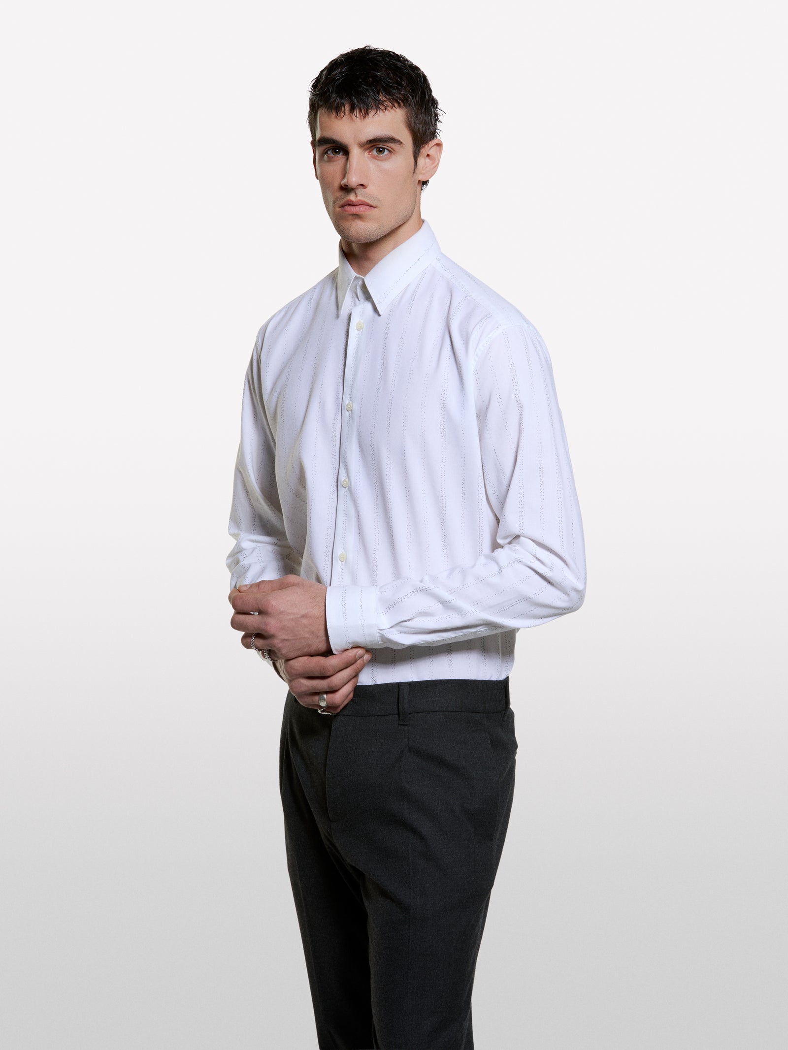 White shirt with micro pattern