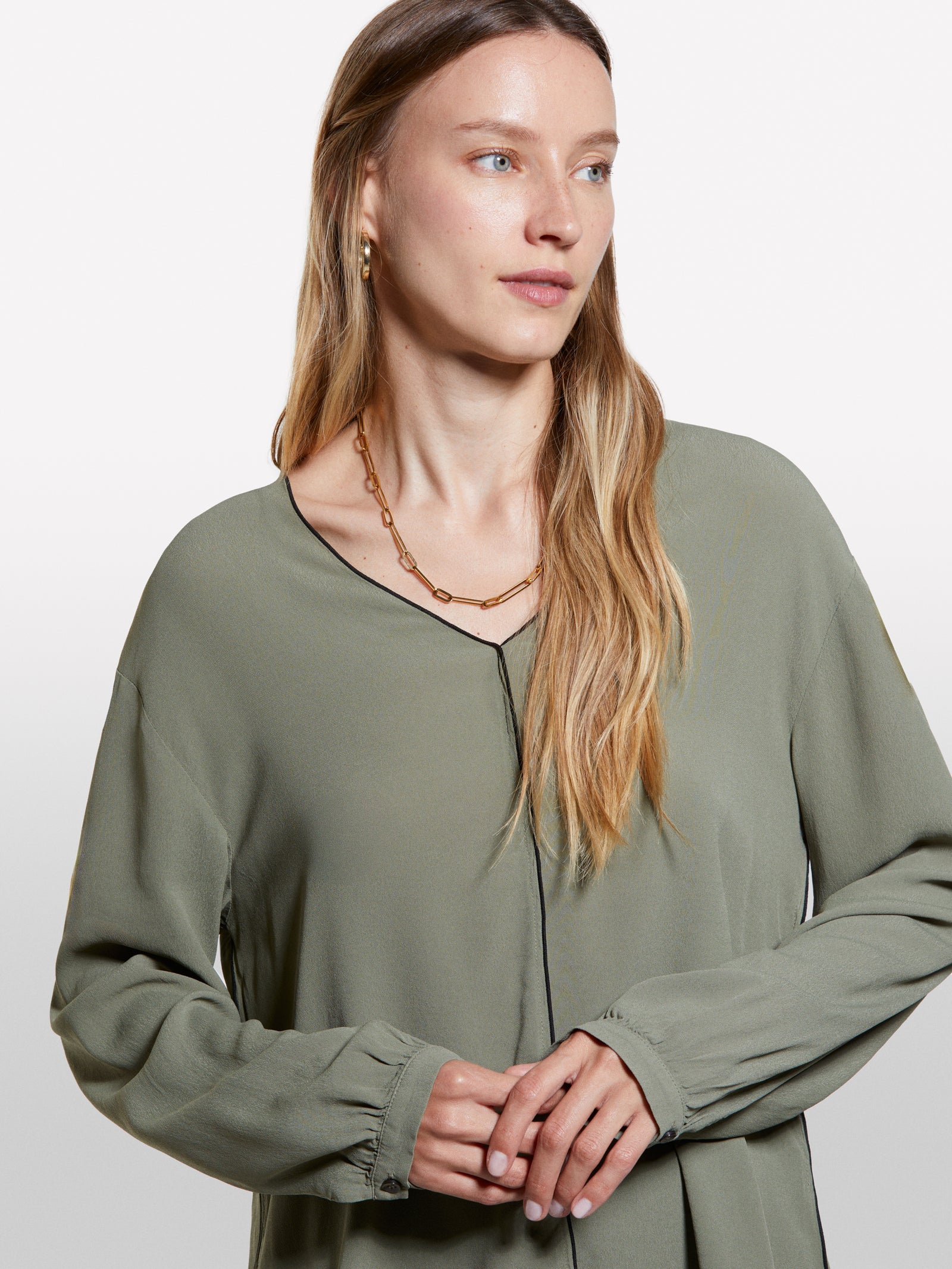 Military green oversized blouse