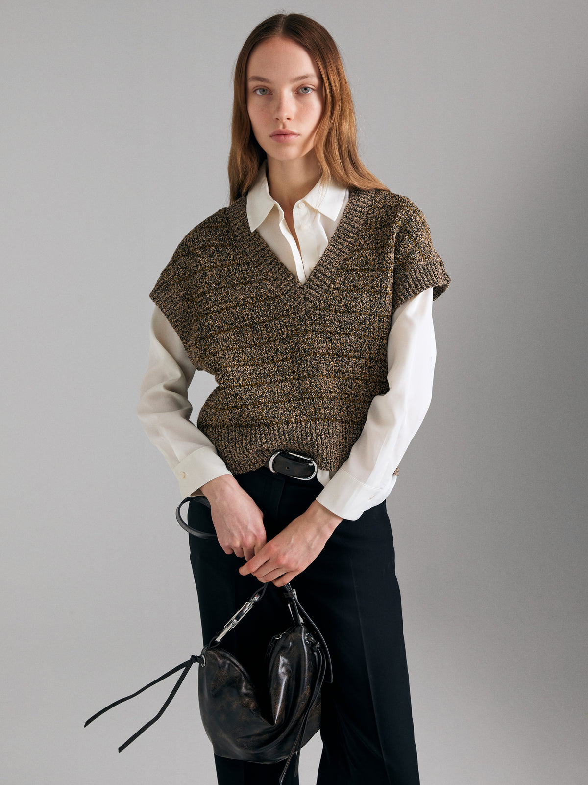 Mouliné knit vest