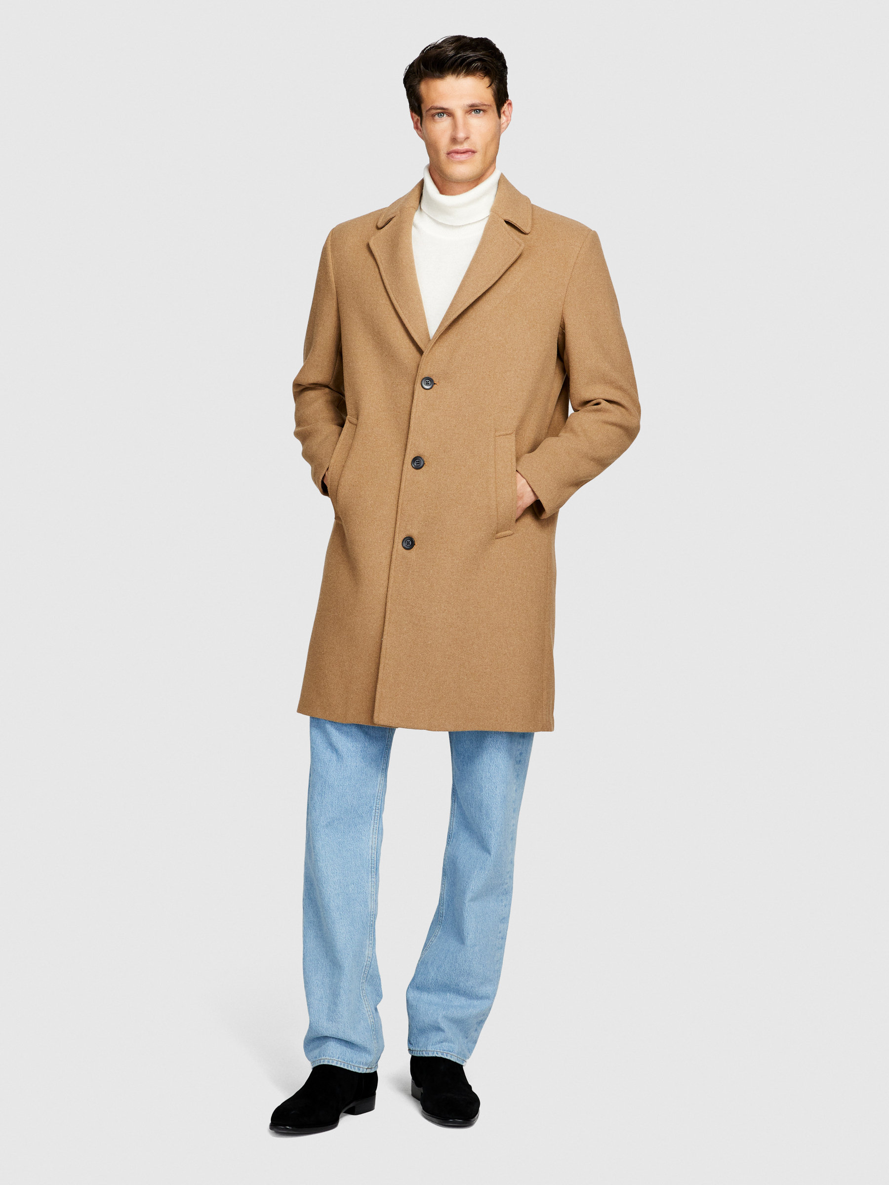 Sisley - Regular Fit Coat, Man, Camel, Size: 44