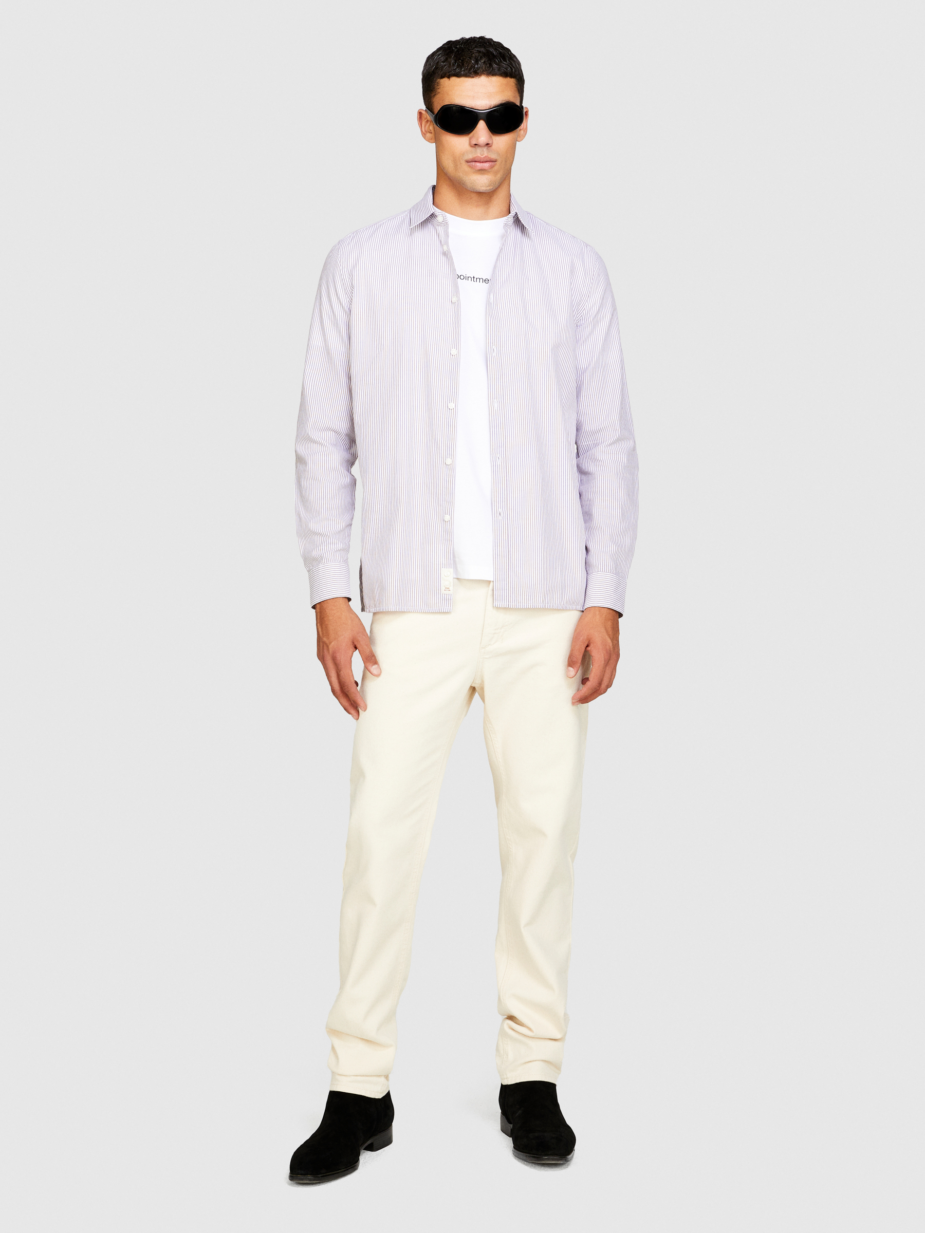 Sisley - Yarn Dyed Shirt, Man, Mauve, Size: XL