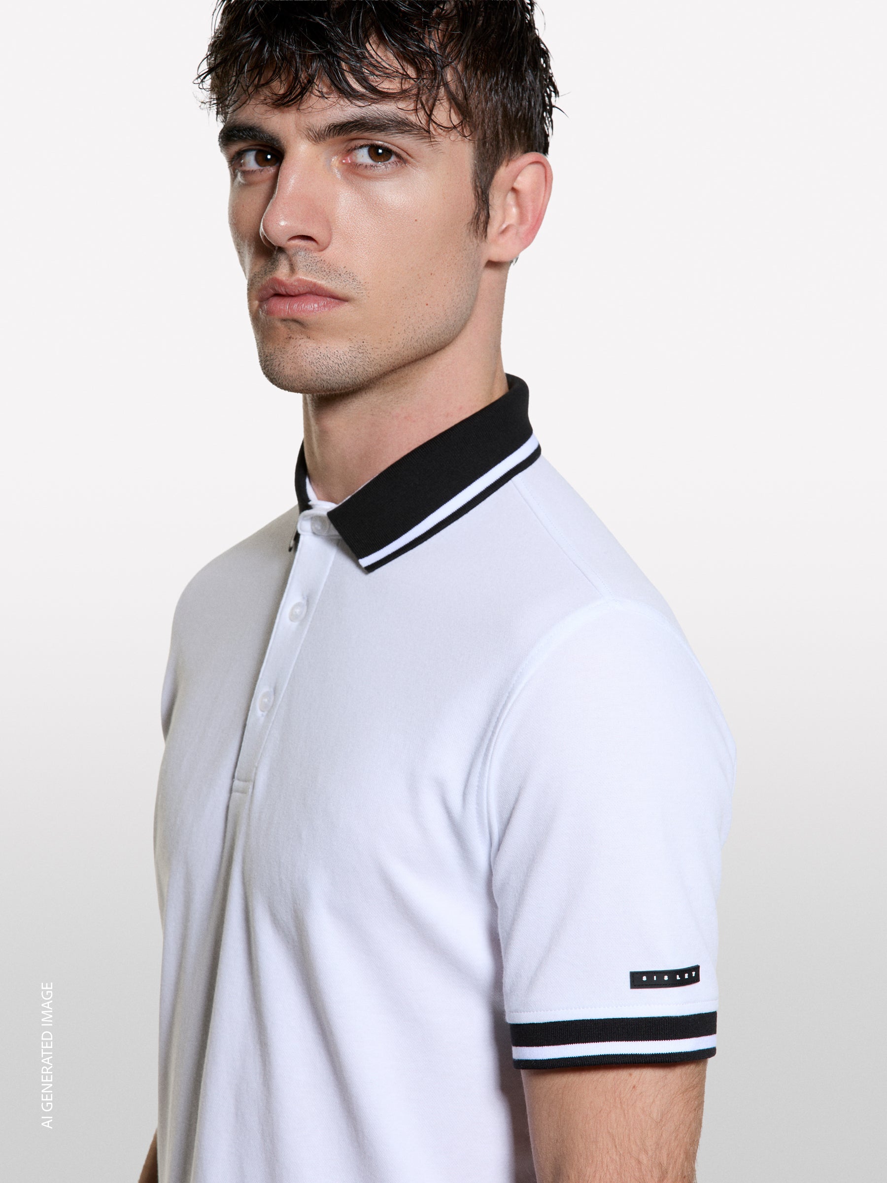 Polo branco slim fit com contraste - ucb_image_FY