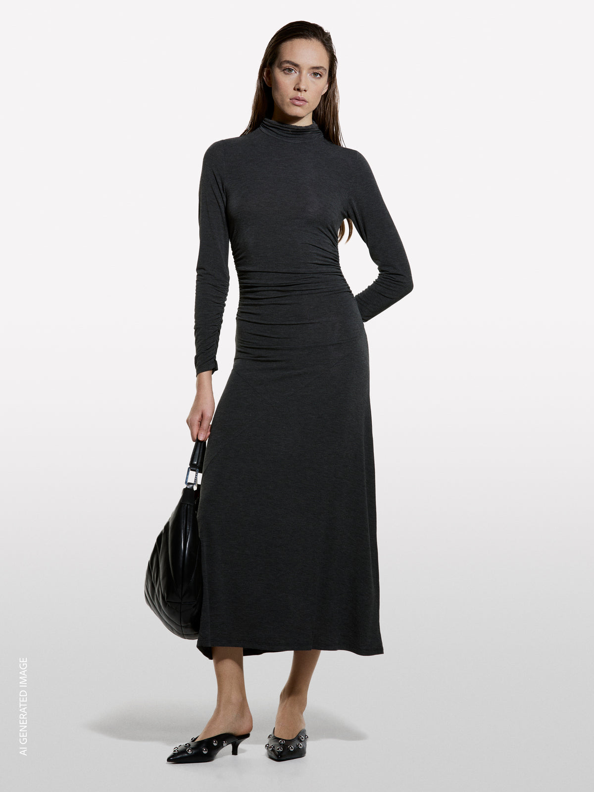 Vestido comprido com franzido - ucb_image_F