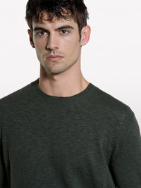 Camisola verde militar de gola redonda regular fit - ucb_image_FY