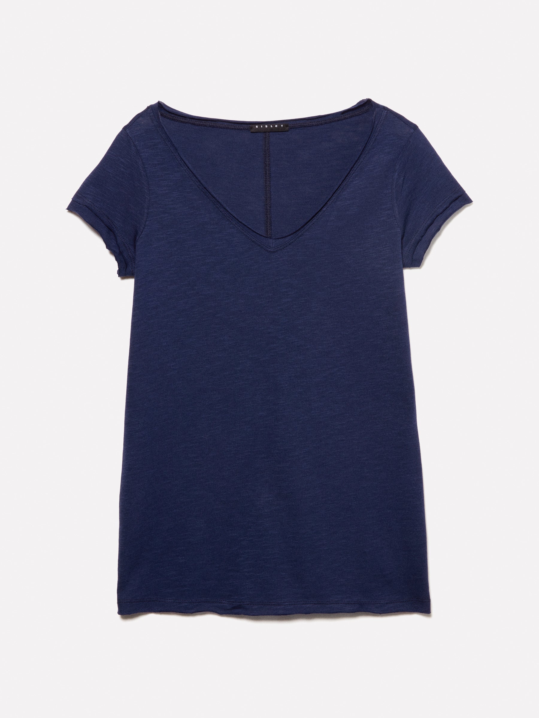 T-shirt decote em V azul-escuro - ucb_image_FS