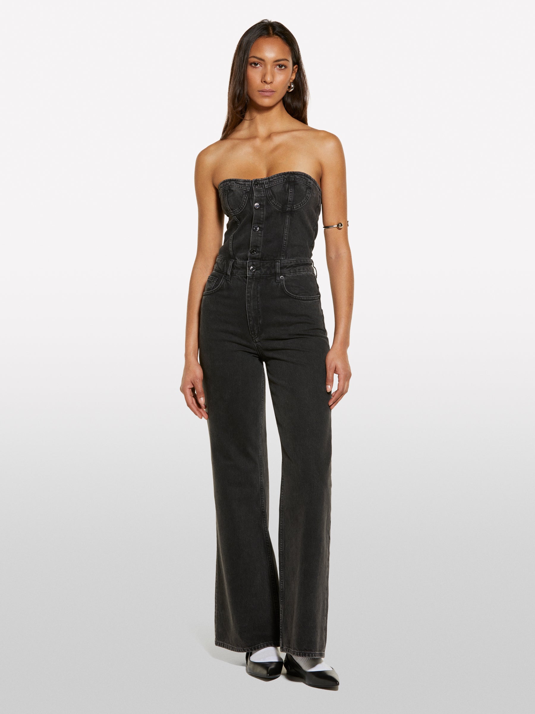 Macacão bustier de jeans preto - ucb_image_F