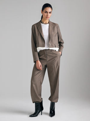 Striped cropped blazer