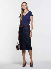 T-shirt decote em V azul-escuro - ucb_image_F