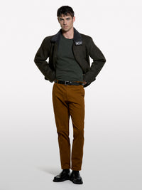 Camisola verde militar de gola redonda regular fit - ucb_image_F