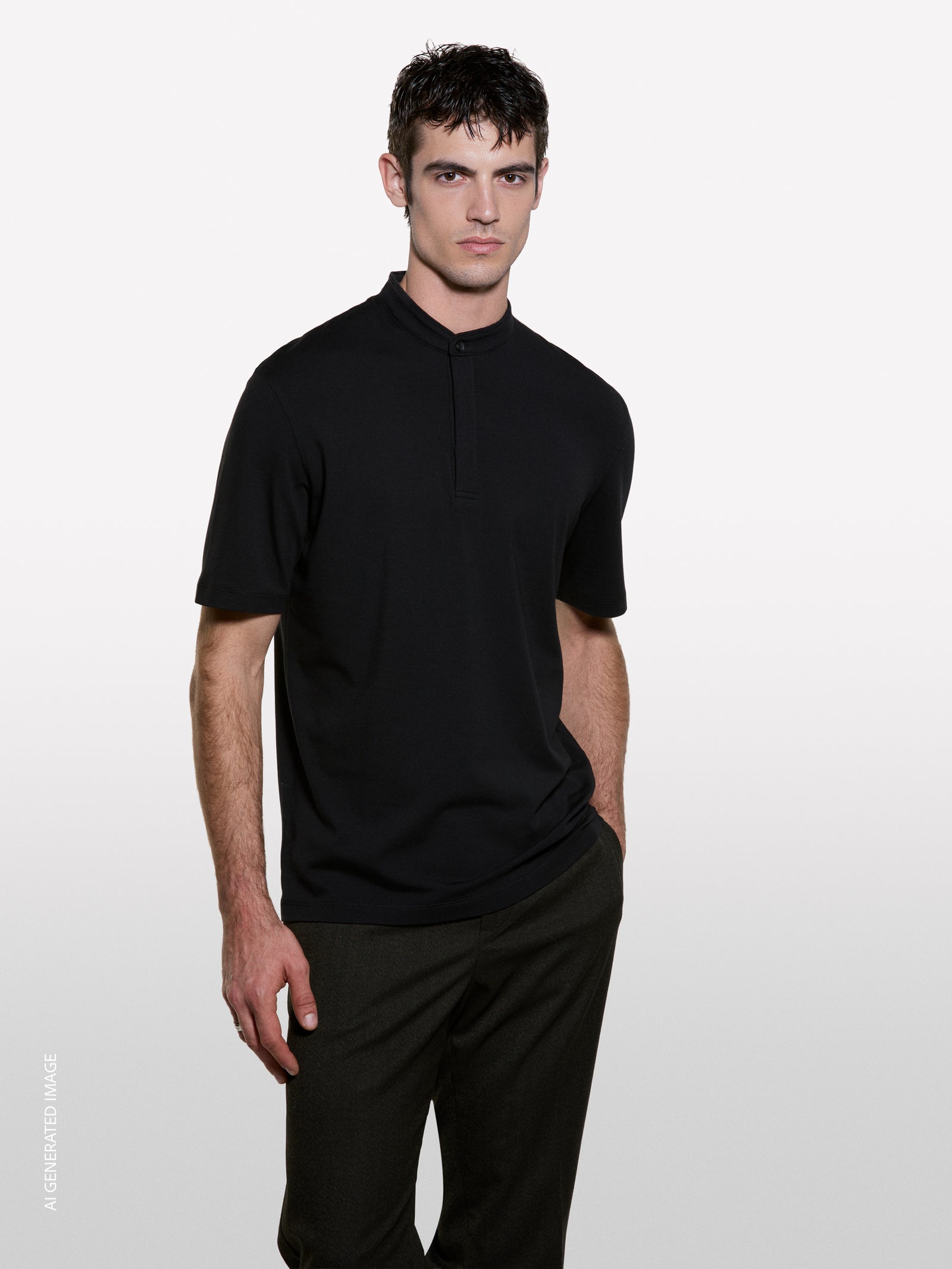 Black polo with guru neck