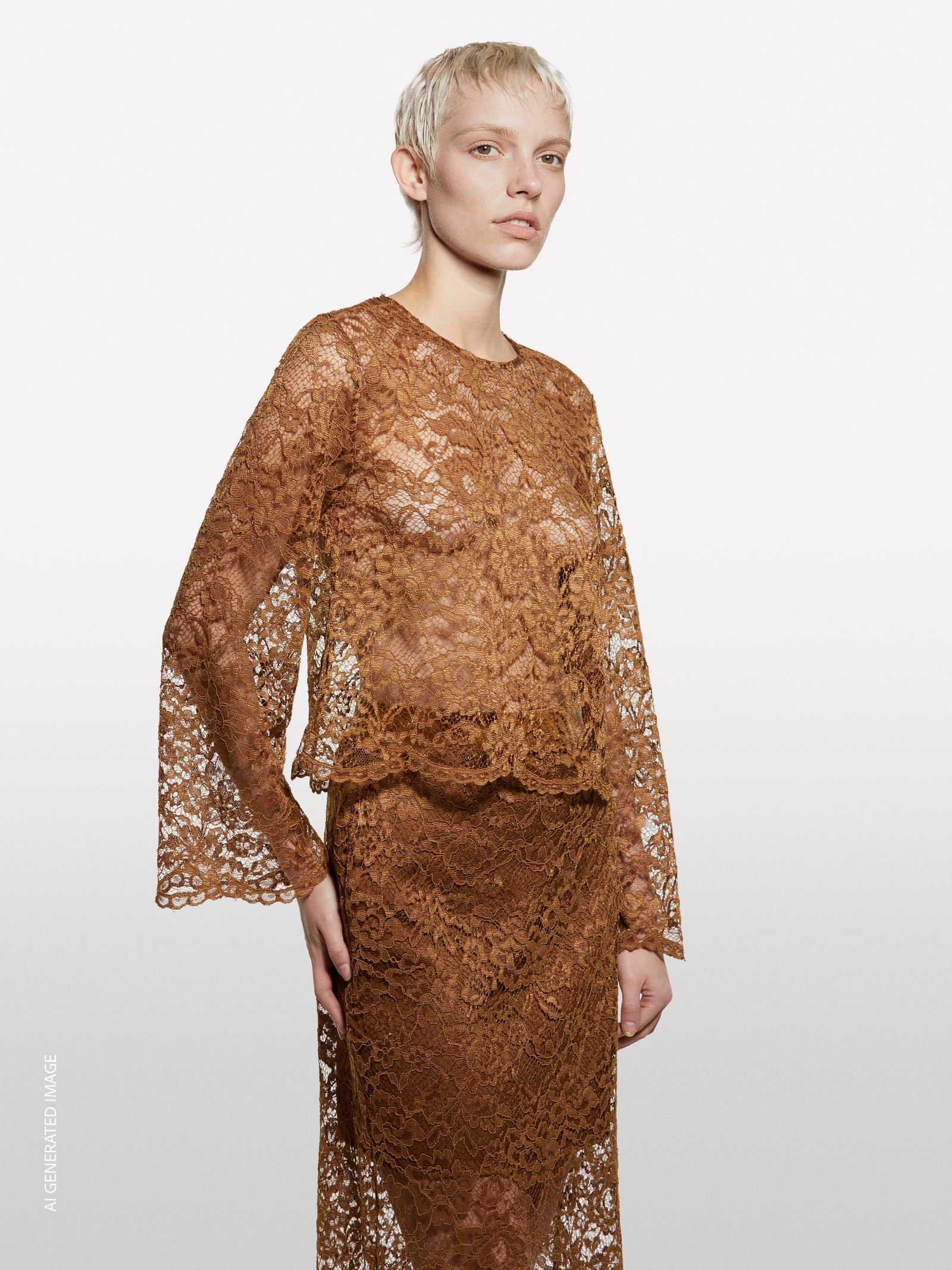 Light brown lace blouse