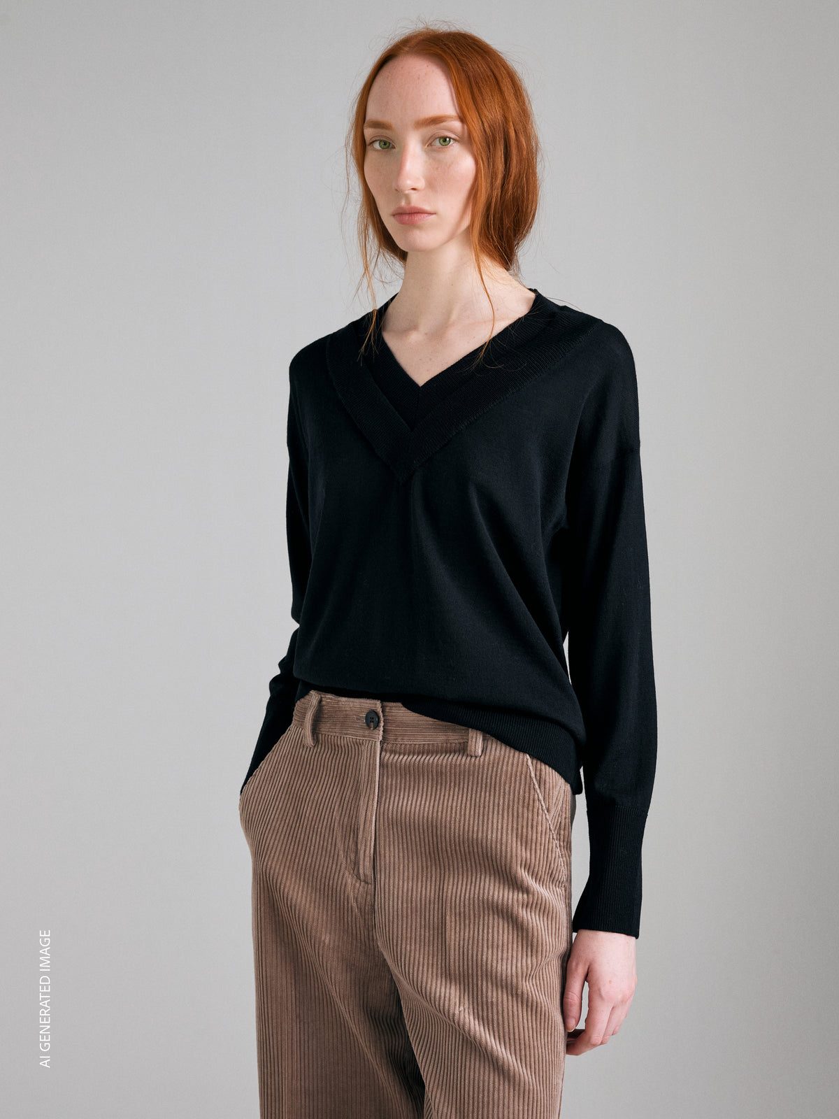 100% wool V-neck sweater