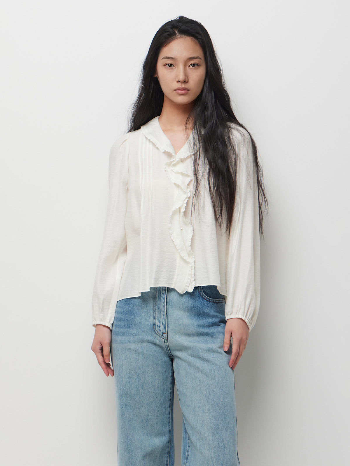 Blouse with ruffles