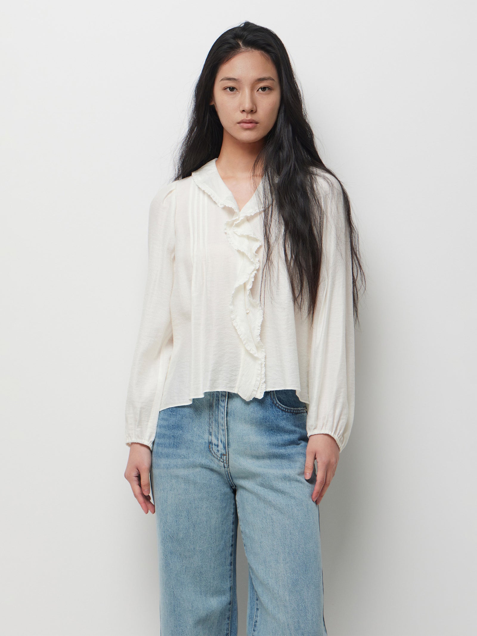 Blouse with ruffles