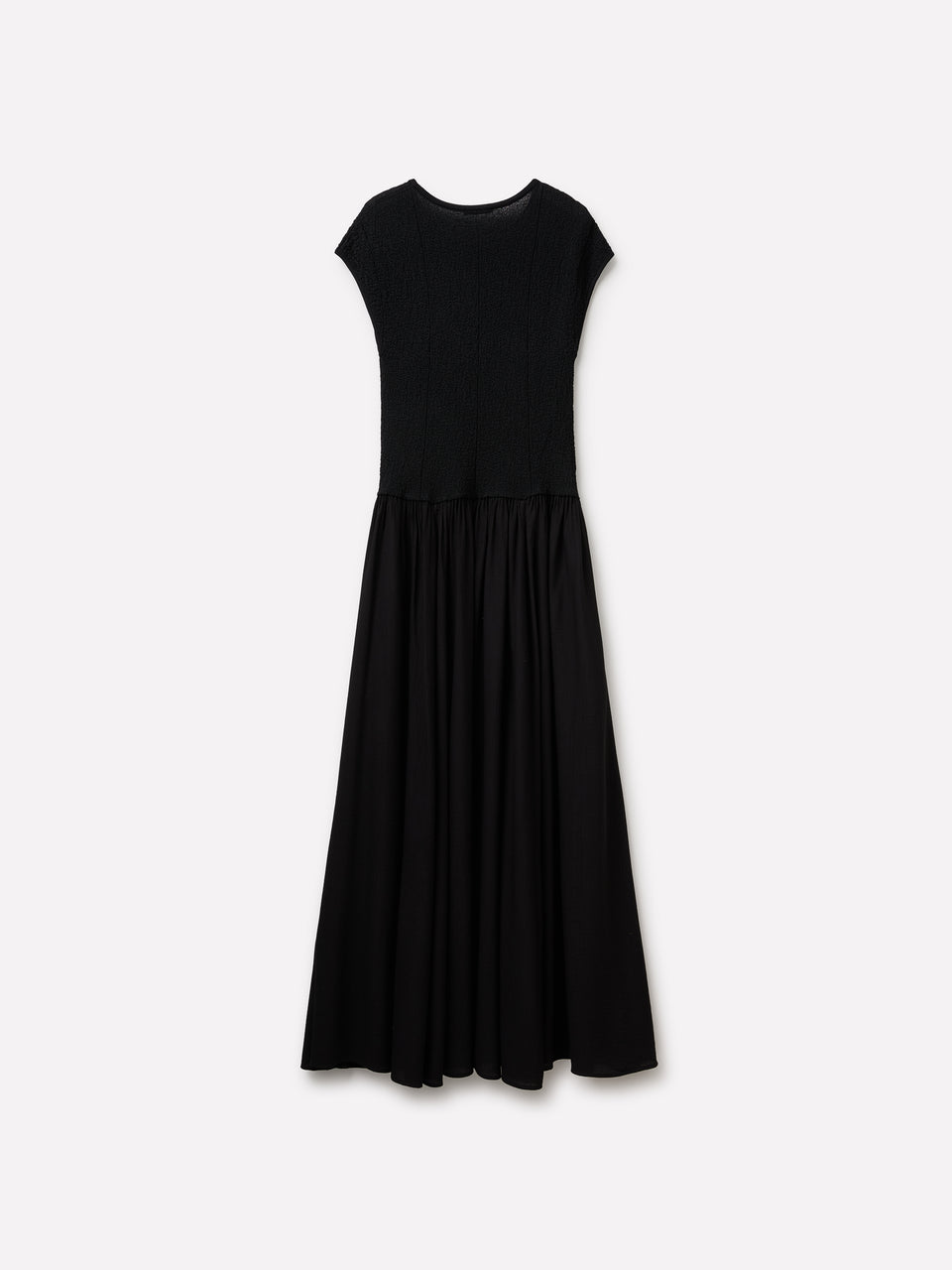 Vestido comprido em mistura de materiais - ucb_image_BS