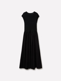 Vestido comprido em mistura de materiais - ucb_image_BS