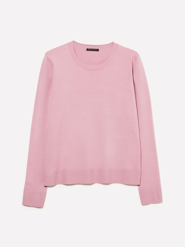Mauve crew neck top - women's crew neck sweaters | Sisley