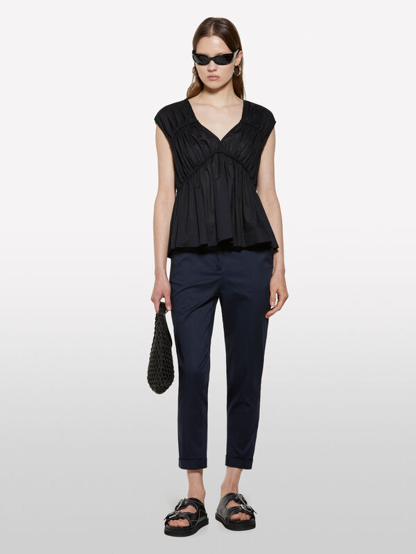 Dark blue cigarette trousers - women's skinny fit trousers | Sisley