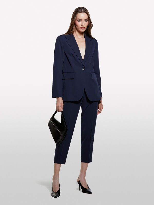 Dark blue regular fit blazer - women's blazers | Sisley