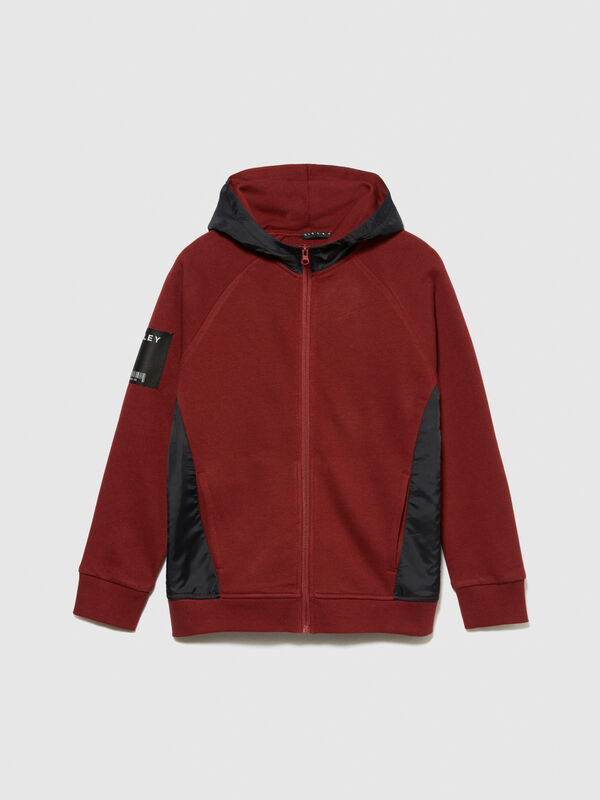 Mixed material hoodie