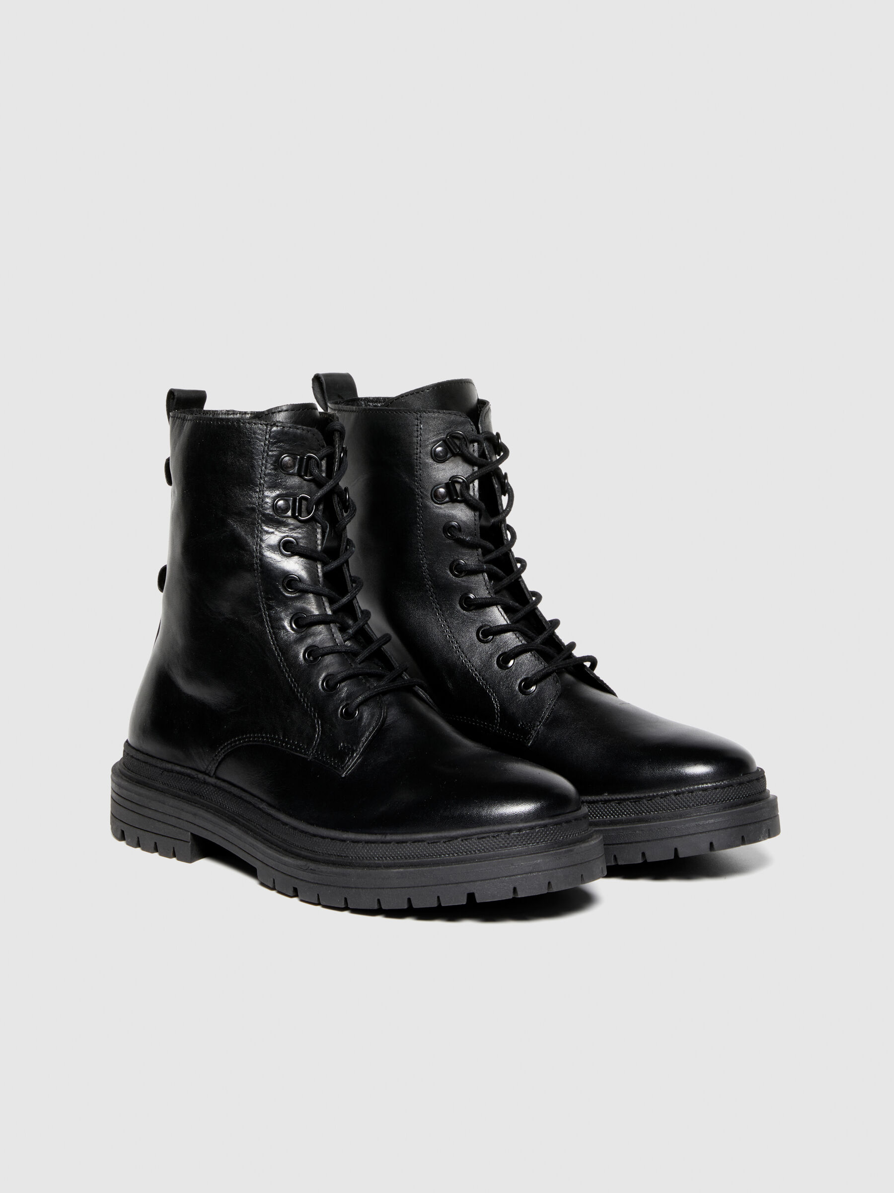 Heavy duty boots in 100 leather Black Sisley