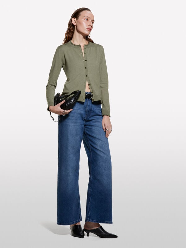 Military green regular fit cardigan Military green regular fit cardigan - women's cardigans | Sisley