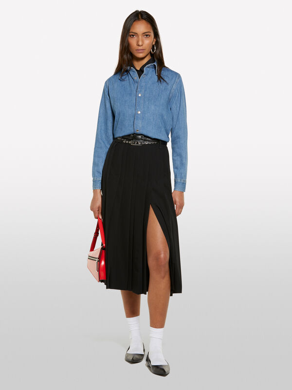 Black pleated skirt - women's midi skirts | Sisley