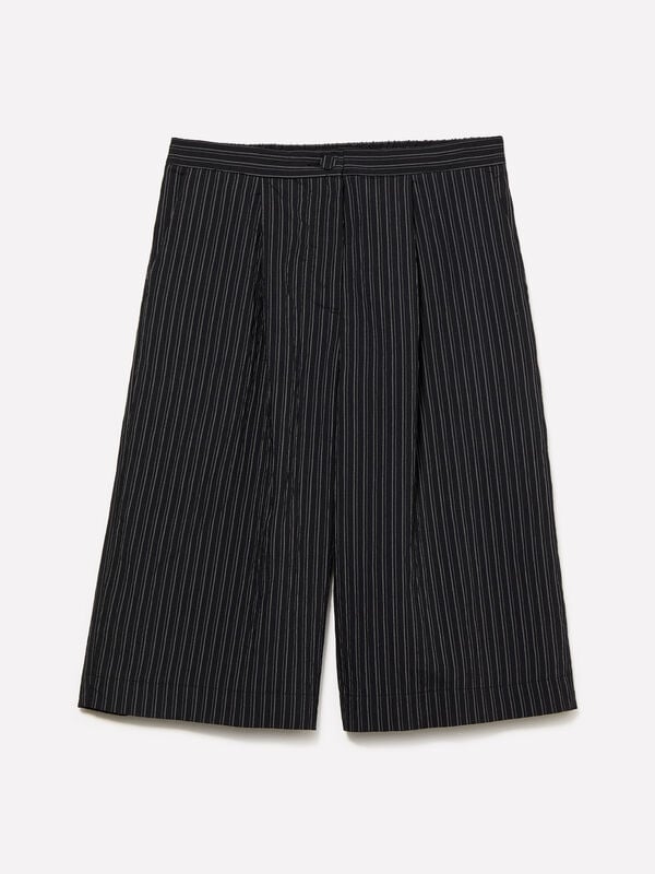 Black striped bermudas - women's shorts | Sisley