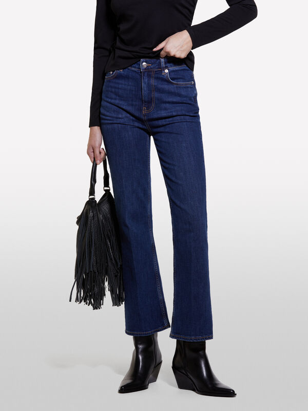 Dark blue high-waisted jeans - women's high-waisted jeans | Sisley