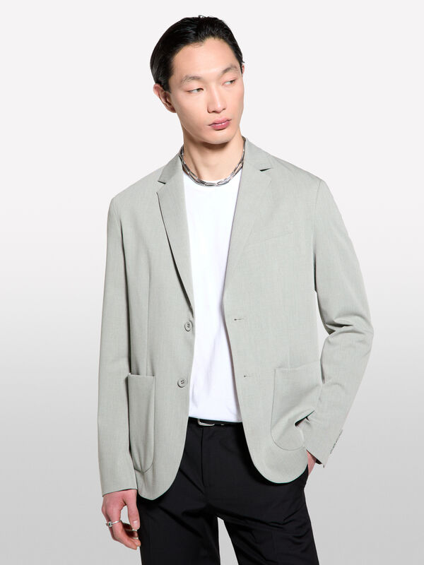 Light gray single-breasted blazer - men's blazers | Sisley