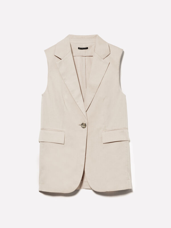 Light pink single-breasted vest - women's vests and sleeveless jackets | Sisley