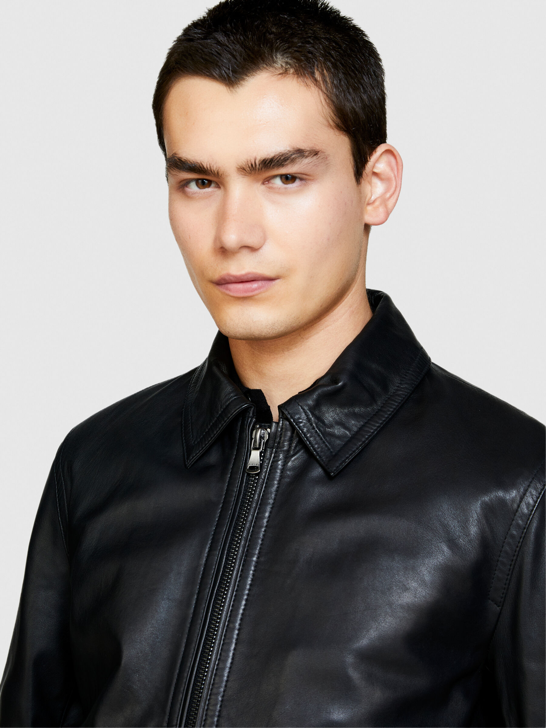 Sisley leather jacket hotsell