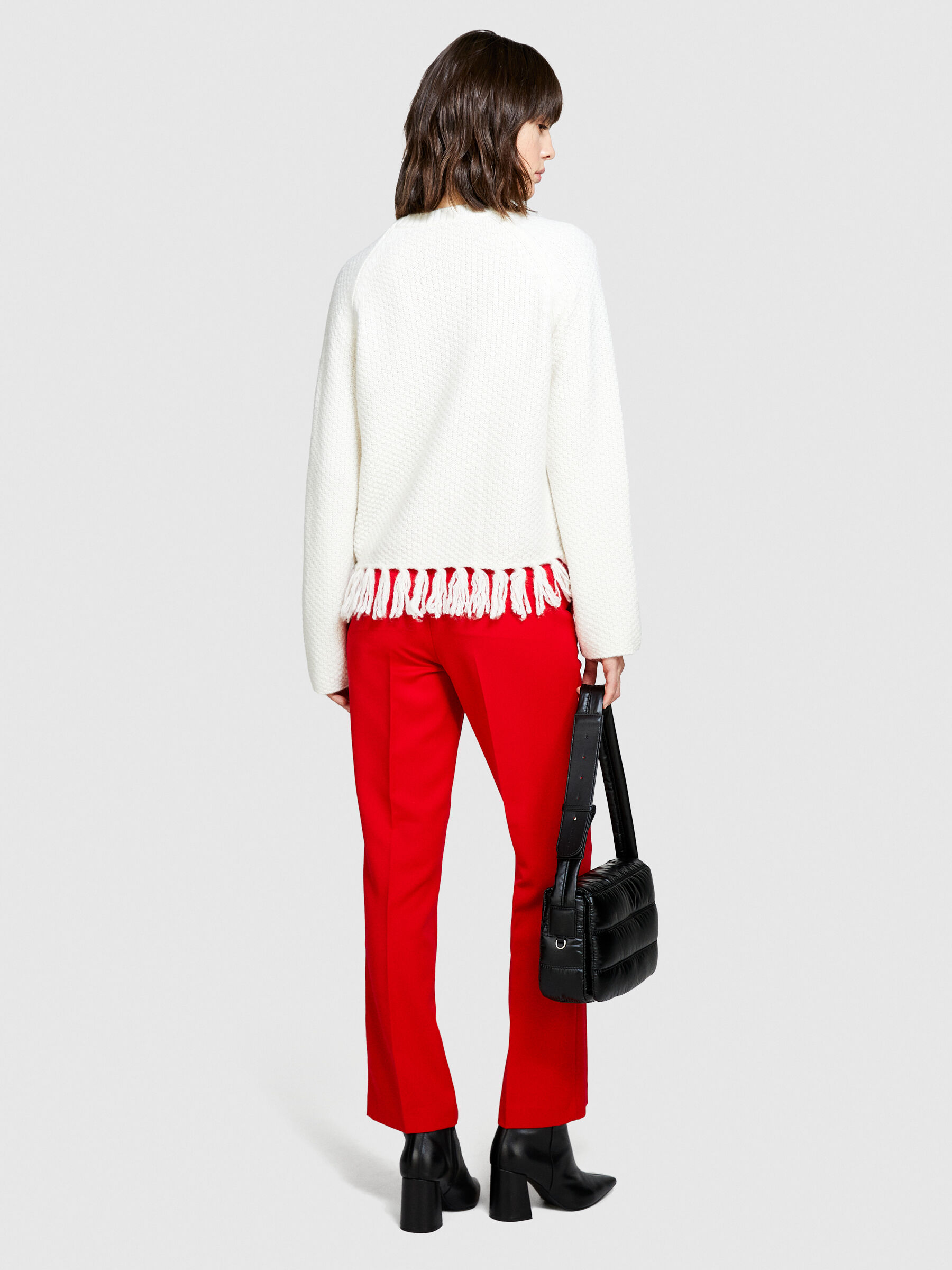 Bcbg fringe outlet trimmed sweater