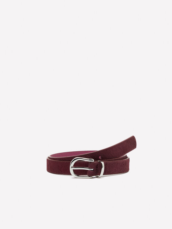 Burgundy pony hair belt - women's belts | Sisley