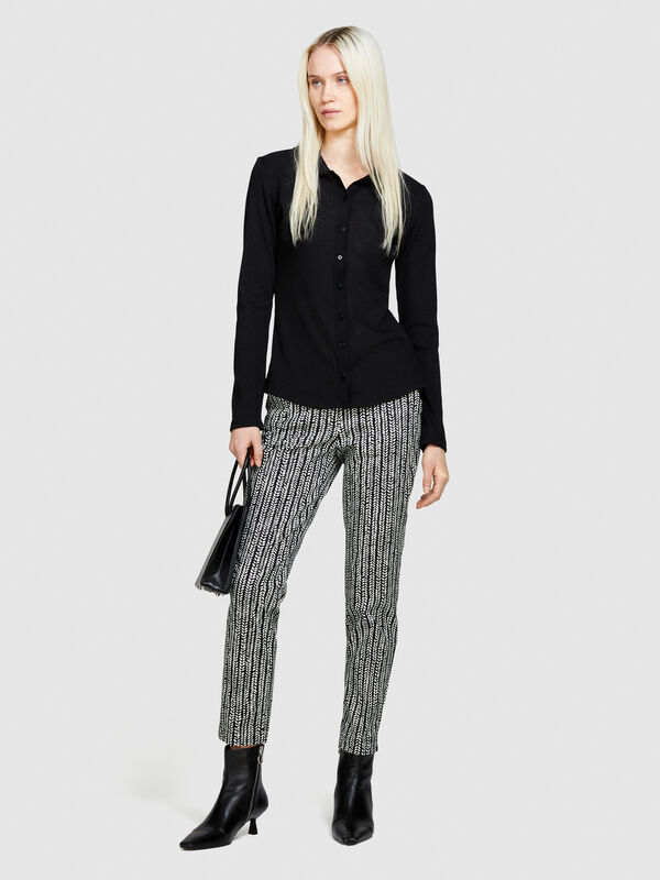 Printed cigarette trousers - women's skinny fit trousers | Sisley