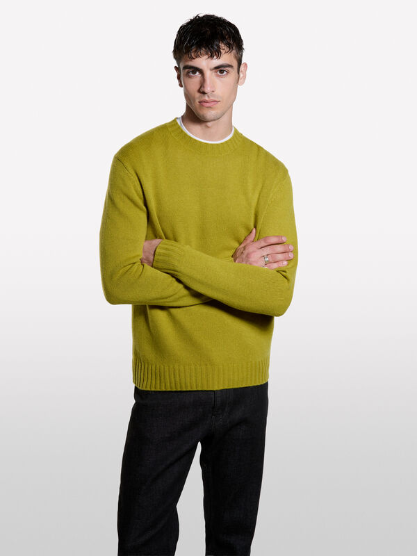 Crew neck sweater in wool blend - men's crew neck sweaters | Sisley