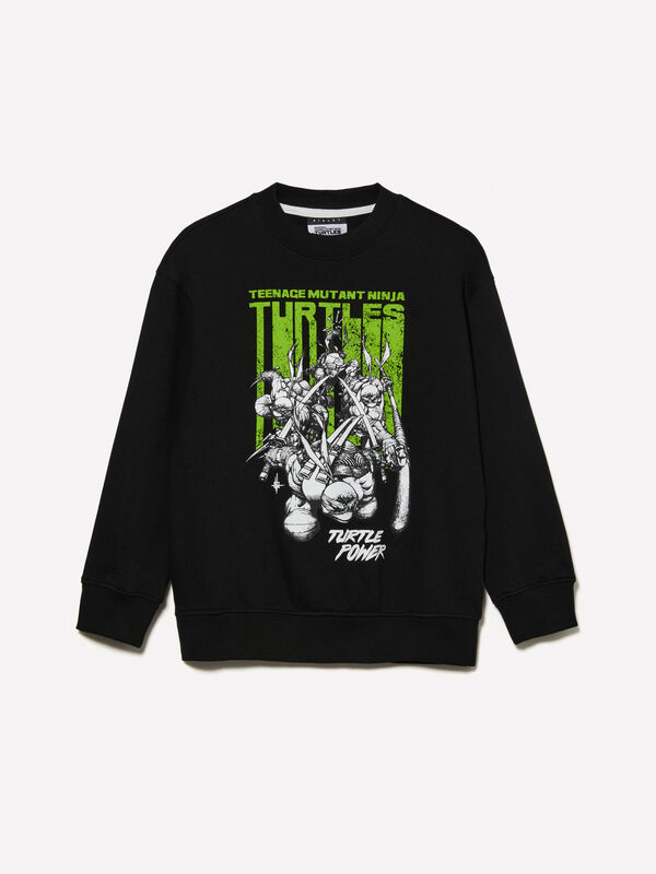 Black sweatshirt with Teenage Mutant Ninja Turtles print - boys' knitwear | Sisley Young