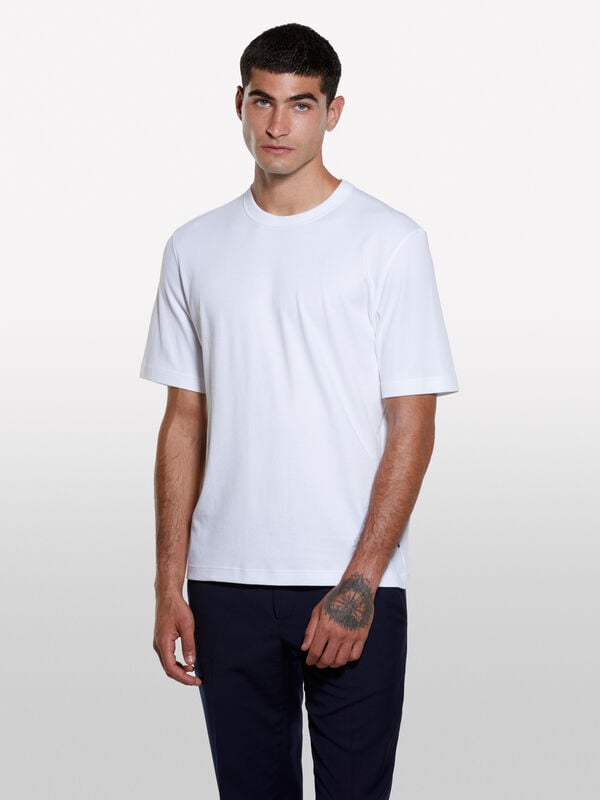 White regular fit t-shirt - men's short sleeve t-shirts | Sisley