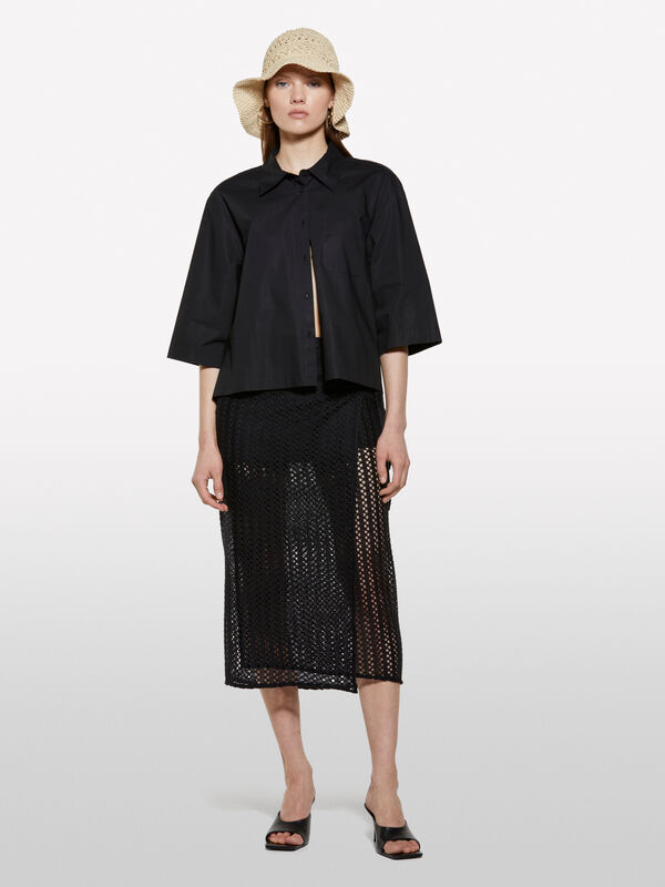 Black crochet beach cover-up - new arrivals women | Sisley