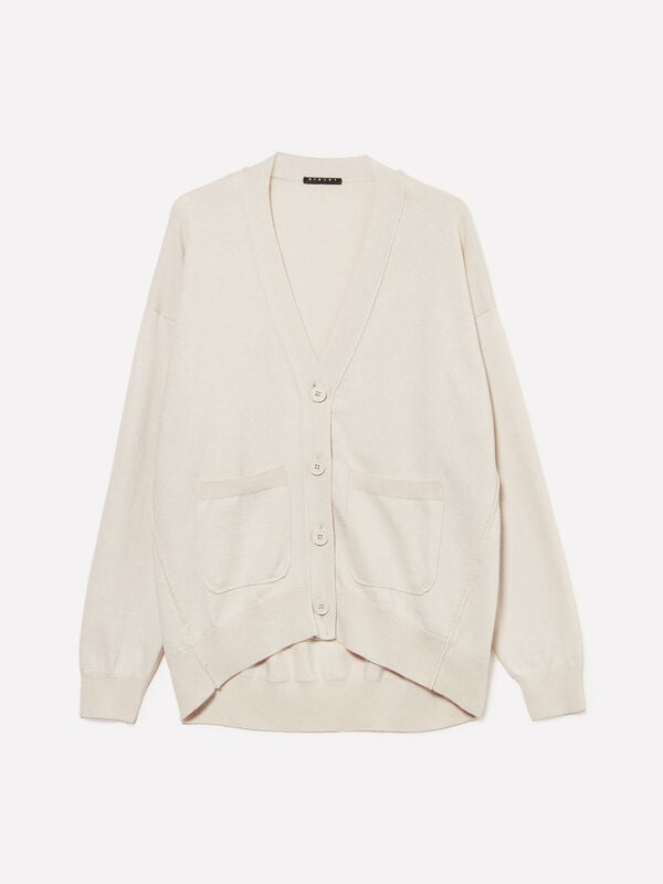 Dove gray oversize fit cardigan - women's cardigans | Sisley