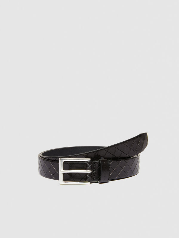 Leather belt with braiding Men