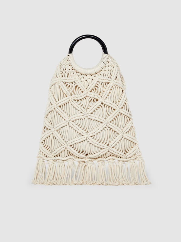 Crochet bag with fringe - women's tote bags | Sisley