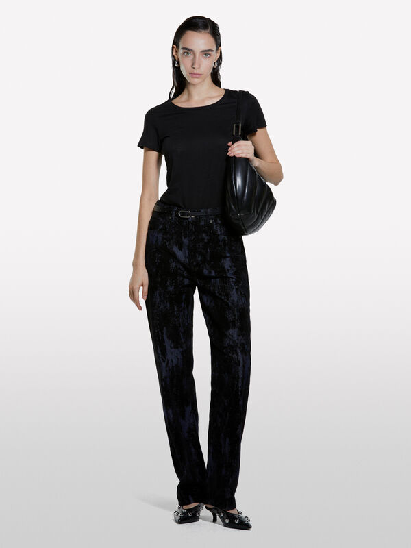 Black crew neck t-shirt - women's short sleeve t-shirts | Sisley