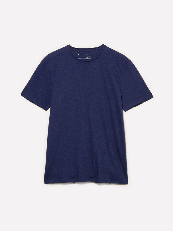 Blue slim fit short sleeve t-shirt Blue slim fit short sleeve t-shirt - men's short sleeve t-shirts | Sisley
